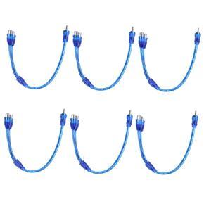 BRADOO 6 Pcs 1 Male to 2 Female RCA Speaker Splitter Shielding Cable Adapter, Blue