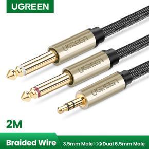 Ugreen Jack 3.5mm to 6.35mm Adapter Audio Cable for Mixer Amplifier Speaker Gold Plated 6.5mm 3.5 Jack Male Splitter Audio Cable