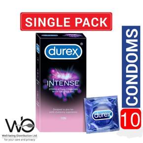 Durex Intense Condoms for Her Dotted and Ribbed Condom with Desirex Gel - 10pcs Pack