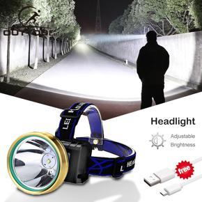 Outtobe Rech-argeable LED Headlight IPX4 Waterproof Adjustable Light Headlamp Flas-hlight Camping Fishing Outdoor Hiking Headlamp Head Lamp Head Light with USB Charging Cable for Running, Fishing, Wil