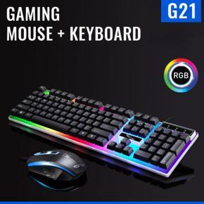 Gaming mouse and keyboard combo g21 rgb keyboard mouse combo RGB backlit keyboard For Laptop Desktop PC Gaming PC LED RGB Mouse DPI Gaming Keyboard Mouse Combo Package Bangladesh BD