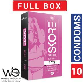 Skore - Dots Condom 1500+ Dots Condoms With Extra Lubrication - 10pcs Single Pack