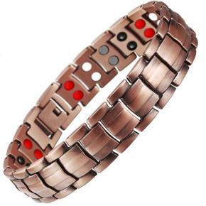 Pure Copper Bracelet Men Energy Germanium Magnetic Bracelet Copper Vintage Hologram Chain & Link Bracelets for Men