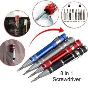 DASI Multifunction 8 In 1 Pen Screwdriver Aluminum Precision Pen Mini Screwdriver Set Screw Driver Screwdriver Set Repair Tools Kit for Mobile Phone Hand tool Set