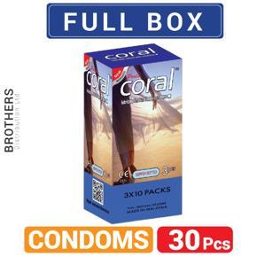 Coral Super Dotted Lubricated Natural Latex Condoms - Full Box - 10x3=30pcs