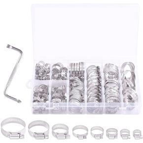 120Pcs Stainless Steel Worm Gear Hose Clamps Duct Clamp Adjustable Hose Clamp Fuel Line Clamp for Plumbing