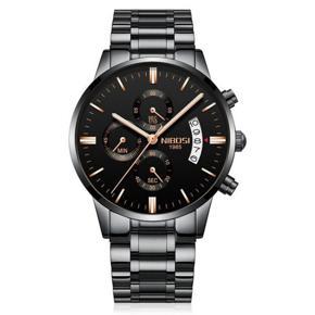 NIBOSI Fashion Three-Eye Business 30M Life Waterproof Quarzt Watch With Stainless Steel For Men 2309 + Watch Box