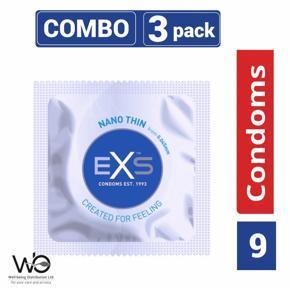 EXS - Nano Thin Condom - Combo Pack - 3 Packs - 3x3=9pcs (Made in UK)