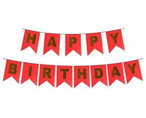 Happy Birthday Paper Card Banner, Letters Banner for Party Supplies, Birthday Decorations - Red
