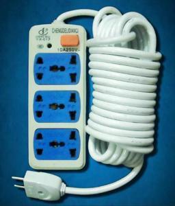 Extension Board/Lead, 6-Outlet Surge Protector Power Strip, 3-Meter Long Cord, 99.9% Copper Wire, 220/250 Volts, 10 AMP, 50-60 Hz - White