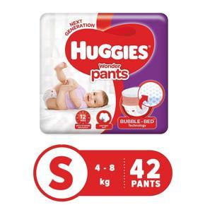 Huggies Wonder Pants S 42s (4-8 Kg) BUBBLE BED