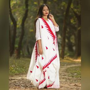 White Half Silk Saree for Women