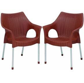 Pure Plastic Indoor Outdoor Chair Rattan With Steel Legs Boss Chair - 2 Pcs Original