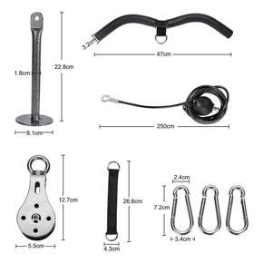 home gym pulleys-3 x Snap Hooks
1 x Mute pulley
1 x Bracket
1 x Bow bending rod
1 x Lanyard
1 x Wire rope-Black