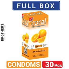 Coral Orange Natural Latex Condoms - Full Box - 10x3=30Pcs