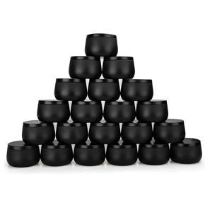 BRADOO Candle Tin Cans 24 Pcs,Candle Containers Candle Jars with Lids, 8 Oz, for Candles Making, Arts & Crafts, Storage, Black