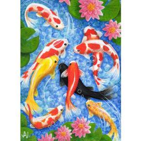 Koi Fish Diamond Painting Kits for Adults, Embroidery Craft Decor Cross Stitch Kits with Tools for Home Wall Decoration