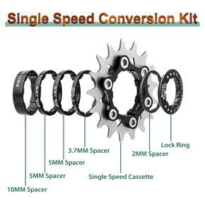 MUQZI Single Speed Conversion Kit Single Speed Cassette Conversion Spacers for Mountain Bike Road Bike 18T