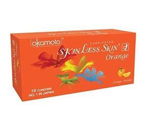 Skin Less Skin Orange Lubricated Okamoto Condom - 10pcs