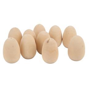 10Pcs Natural Wood Eggs for Hand Painting DIY Craft Photography Prop Decoration