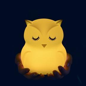 Leno Owl LED Night Light Touch Sensor Remote Control 9 Colors Dimmable Timer USB Rechargeable Silicone Bedside Lamp for Children Baby