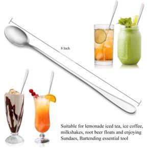 1 Pcs Long Handle Spoons, Food Grade Stainless Steel, Long Handle Spoon for Ice Cream, iced Coffee, iced Tea, Milkshake, Tea and Other Desserts