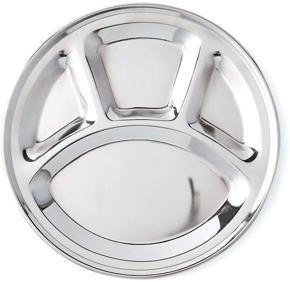 Stainless Steel Divided Plate,Dosa Plate (Indian) 13 Inch-1 Piece Silver Color