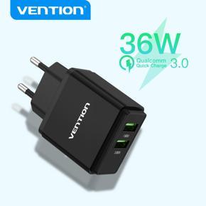 Vention USB Charger for Samsung Xmi Rmi Quick Charge 3.0 36W Mobile Phone Charger for iP Huawei EU Wall Charger Adapter