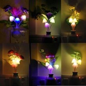 Romantic Flower Mushroom LED Night Light Sensor Baby Bed Room Lamp Decor US Plug