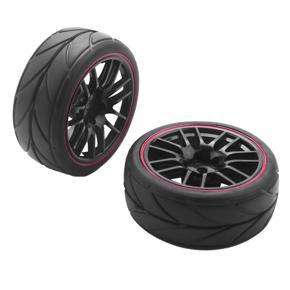 XHHDQES 20Pcs 12mm Hub Wheel Rims & Rubber Tires for RC 1/10 On-Road Touring Drift Car R