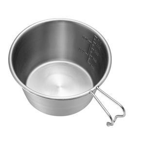 Outdoor Stainless Steel Bowl Camping Cup Portable Tableware Wide Mouth Pot 500ml with Handle for Outdoor Camping Picnic Hiking Backpacking
