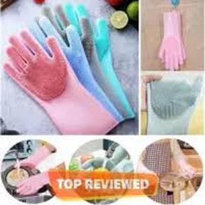Styleelite Magic Dish washing Cleaning Sponge Gloves Reusable Silicone Brush Scrubber and Heat Resistant