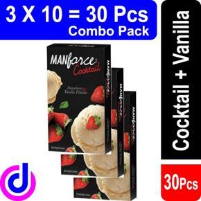 Manforce-Cocktail Condom With dot and 3 Flavour - 3x10=30pcs- Combo Pack