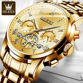 OLEVS Swiss Certified Watch For Men  Luxury Stainless Steel Strap Multifunctional Luminous Quartz Watch Men - 2859