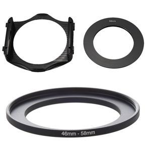 BRADOO- 1Pcs 46Mm To 58Mm Metal Step Up Filter Ring Adapter & 1Pcs 58Mm Adapter Ring + 3-Slot Filter Holder for Camera