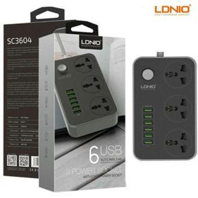 LDNIO SC3604 6 USB Charging Ports Sockets with 3 plug Outlet Power Strip multiplug