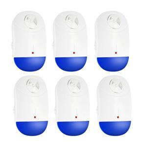 Pack of 6 Electronic Ultrasonic Pest Repeller Non-toxic Plug In repe-llent for Mice Mosquito Ants Spiders Roaches Repelling AC90V-240V EU Plug