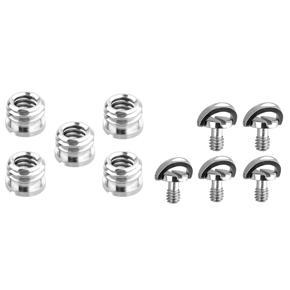 BRADOO- 5 Pcs 1/4 Inch to 3/8 Inch Convert Screw Standard Adapter & 5 Pcs 1/4 Inch Quick Release Plate Mounting Screw