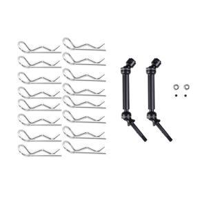 BRADOO- 2Pcs Front & Rear Drive Shaft Assembly Heavy Duty (Rear) & 50Pcs Stainless Steel Body Clips Shell Cover Pin Bend