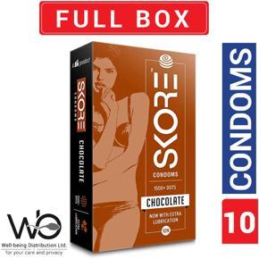 Skore - Chocolate Flavored 1500+ Dots Condoms With Extra Lubrication - 10pcs Single Pack