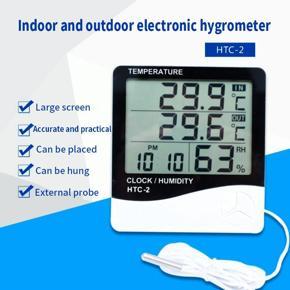 DASI Digital LCD Temperature Humidity Meter Home Indoor Outdoor hygrometer thermometer Weather Station with Clock