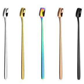 Mixing Stirring Spoon, for Coffee Cocktail Beverage, Drink Stirrer Sticks, Iced Tea Spoons, Long Handle, Set of 5 Colors