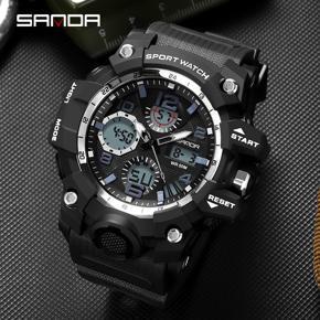 SANDA Fashion Luxury Waterproof Watch Men's Sports Watch Leisure LED Outdoor Analog Military Multifunctional Men's Watch