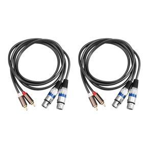 2X Hifi Audio Cable 2 Rca Male to Xlr 3 Pin Female Mixing Console Amplifier Dual Xlr to Dual Rca Shileded Cable 1.5M