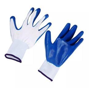 WHITE & BLUE Color Non Slip Gloves Nylon Rubber Coated Gloves For Cycling Bike Riding Gardening Kitchen Hand Protection Safety Gloves