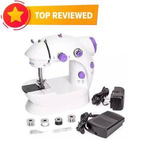 VOF Branded Mini Sewing Machine - Dual Speed Portable Mini Electric Pedal Double Threads Rewind Swing Machine