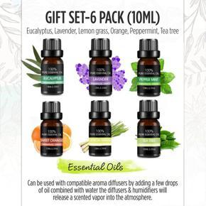 Pure Essential Oil 6pcs Box Set, 100% Halal, pure and natural for Diffuser, Aromatherapy, Skin, Hair
