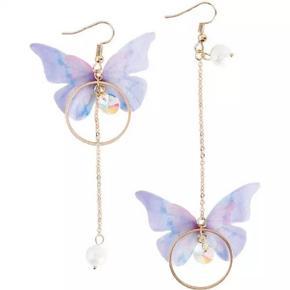 My Love Korean butterfly imitation pearl alloy earrings