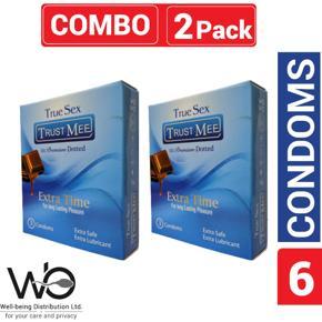 Trust Mee - Premium Dotted Chocolate Flavor Condoms Extra Time For Long Lasting Pleasure - Combo Pack - 2 Pack - 3x2=6pcs