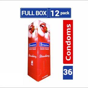 Sensation - Strawberry Condom - Full Box - 3×12 = 36pcs